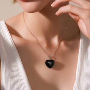 سنسال قلب تورمالين اسود حماية من الطاقة السلبية